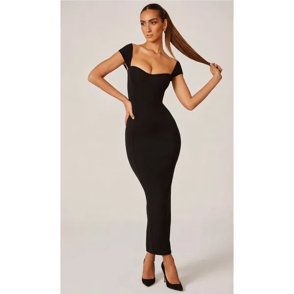 Oh Polly Dolcezza Sweetheart Neckline Maxi Dress in Black Size 8 New - Image 3