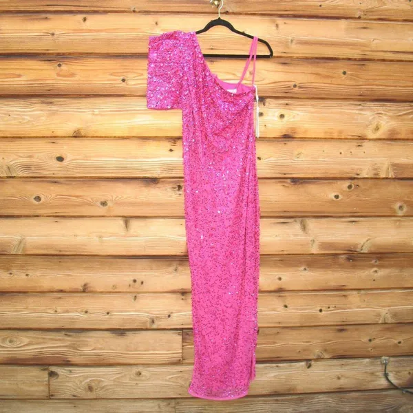 Mac Duggal 10912 Womens Pink EMBELLISHED PUFF ONE SHOULDER COLUMN GOWN - Image 6
