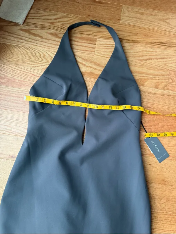 Liv Foster Stretch Crepe Halter Column Gown Grey Size 8 NWT - Image 9