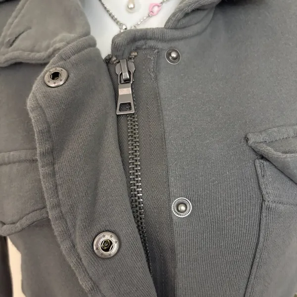 Banana republic y2k Gray Utility Jacket Cargo Military Style Cotton Jacket size - Image 4