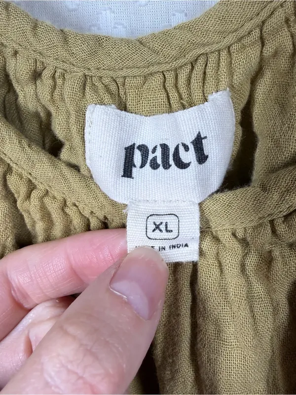 Pact Olive Green Organic Cotton Coastal Double Gauze Breezy Tank Top - Image 3