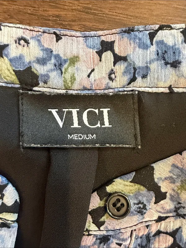 VICI Pastel Floral Tie-Waist Tiered Mini Dress Medium - C52-051 - Image 2