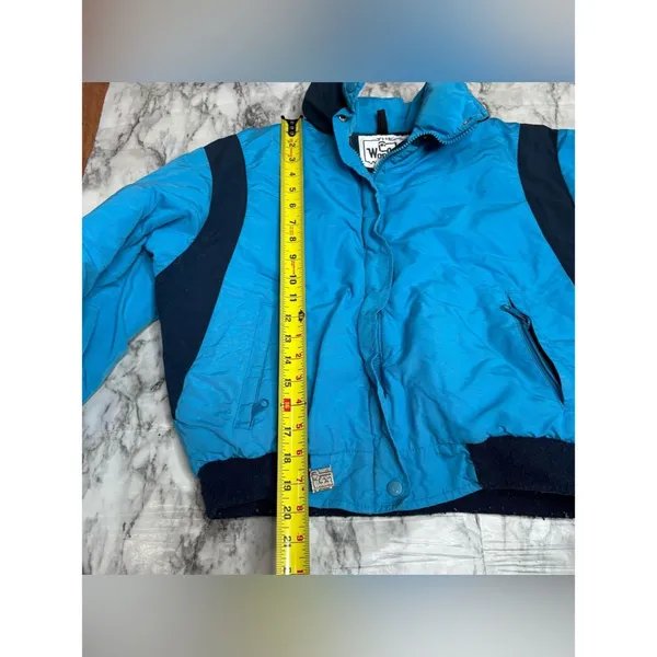 Woolrich vintage woman’s size large Blue Puffer Jacket Navy coat zip up 90s - Image 6