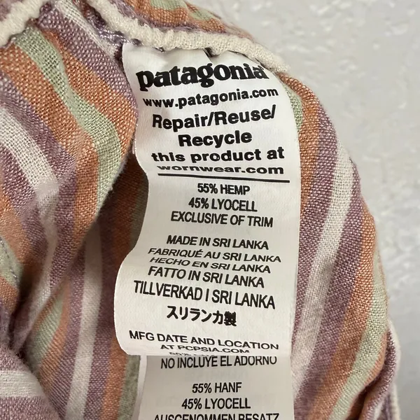 Patagonia Garden Island Shorts Striped Hemp Blend Elastic Waist Size Small - Image 4