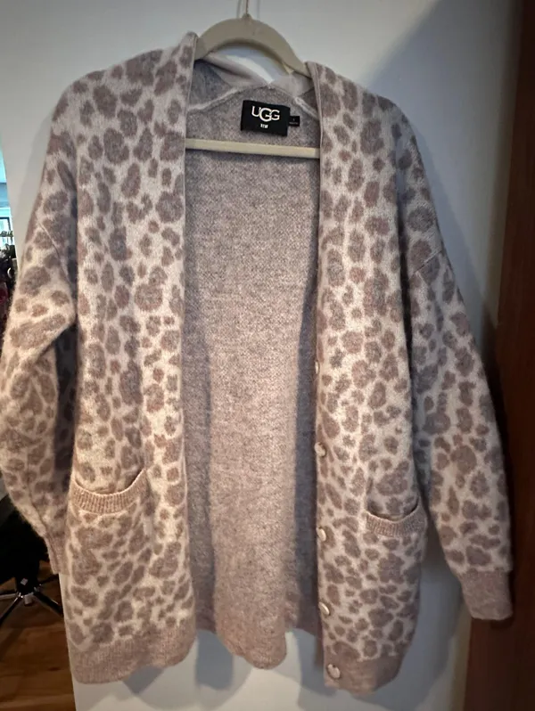 UGG Tomara Alpaca Wool blend Relaxed fit Leopard Print Cardigan - Image 3