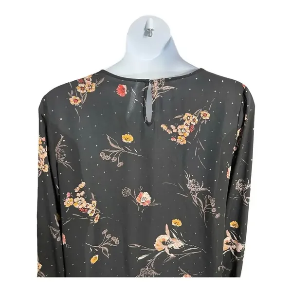 Maurices Black Floral Glitter Top Tunic XXL Criss-Cross Long Sleeve Pullover - Image 9