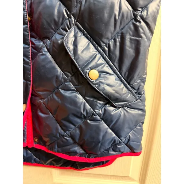 Columbia PFG Navy Blue Quilted Puffer Vest Pink Trim Womens Size Small‎ - Image 3