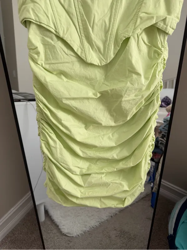 Oh Polly sunshine retreat strappy corset mini dress lime green size 6 - Image 4