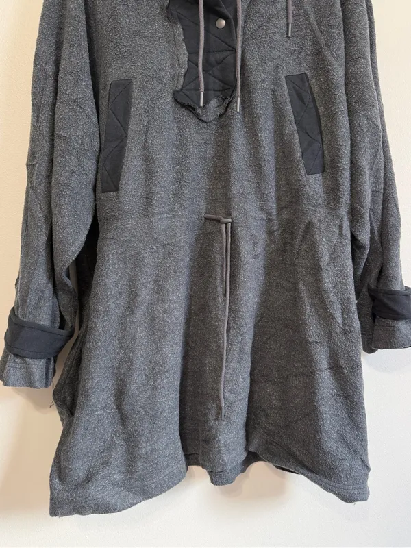 Free People Sadie Surplus Knit Jacket Hoodie Grey Size Small Oversized Fleece - Image 5