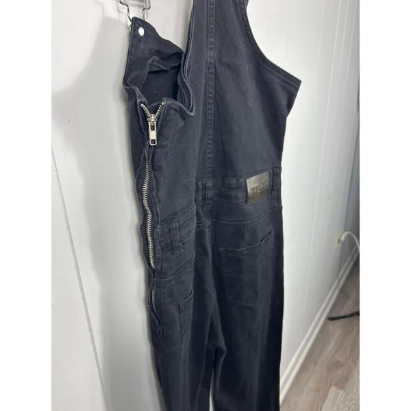 Torn by Ronny Kobo Black Denim Overalls with Size Zipper. Size 27 - Image 6
