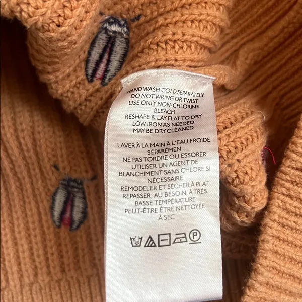 Anthropologie Maeve Elliana Beetle Bug Tan Sweater Medium Novelty - Image 6