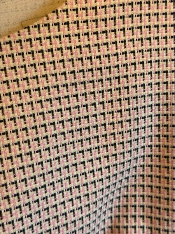 Ann Taylor Loft Sleeveless pink black tweed dress fringe hem, size 2P Petite - Image 3