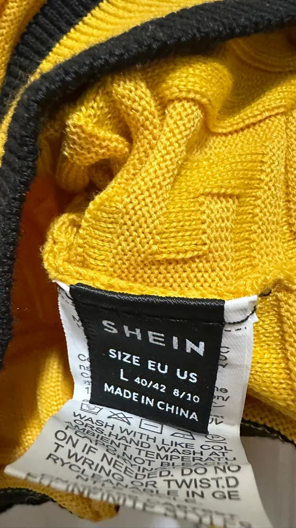 SHEIN Mustard Yellow Textured Cropped Cardigan – Size L - Image 3