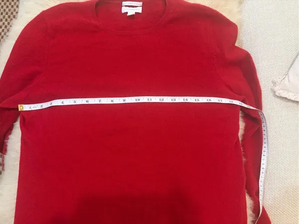 Charter Club Red Crewneck Cashmere Sweater Preppy Holiday Valentines Christmas L - Image 5
