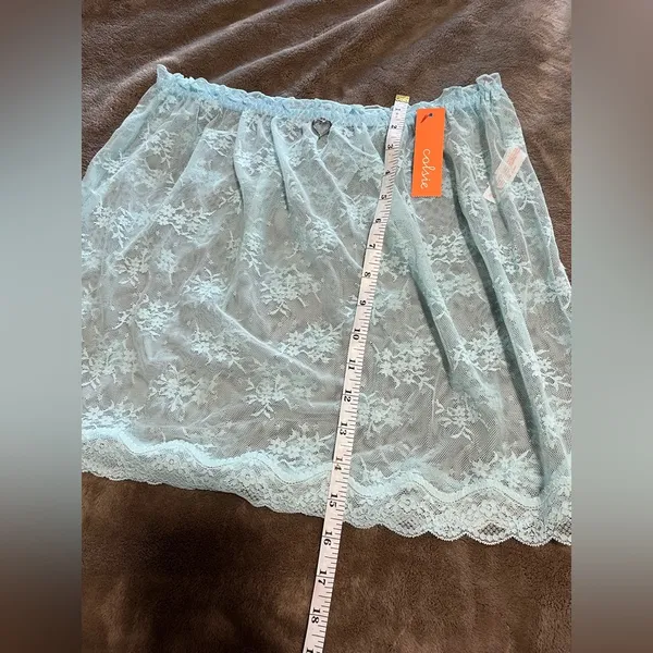 COLSIE Women’s Light Blue Sheer Lace Mini Skirt Cover Up Sz L NWT - Image 7