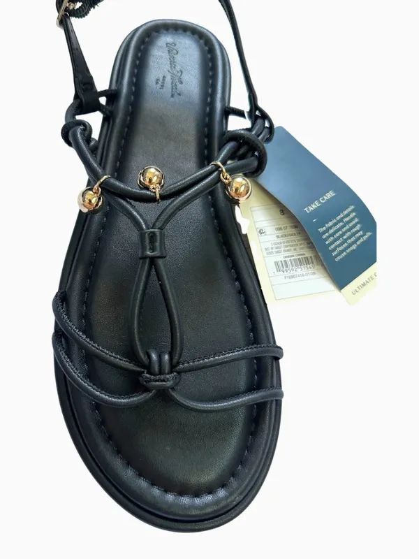 Universal Threads Black Strappy Gold Charm Ankle Strap Sandals Size 8 - Image 7