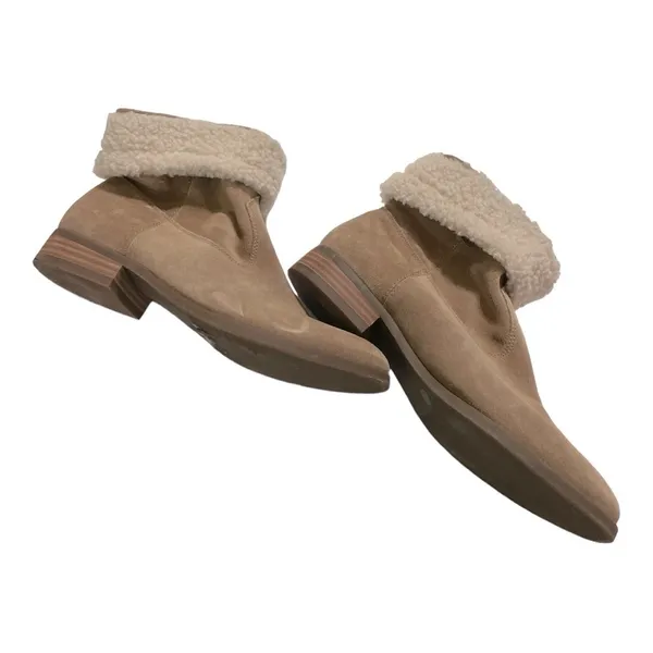 Sole Society Verona Winter Boots Women's 8.5 Beige Suede Faux Shearling Pull On - Image 5