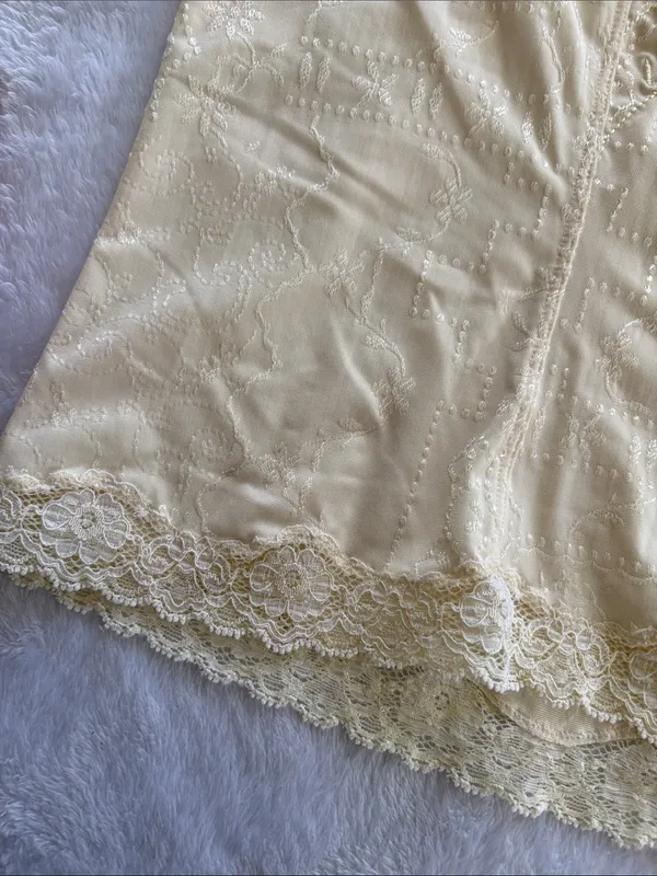 y2k size large Lola Delicate Floral Lace Trim Slip Tank Top cream rose - Image 6