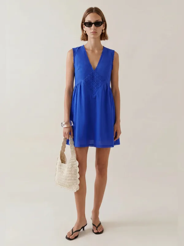 NWT kourt Tatiana Cotton Dress size Medium M blue cobalt few moda - Image 4