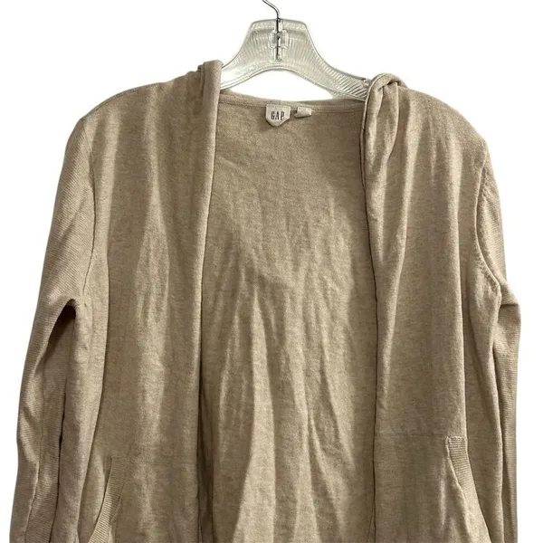 GAP Women's Hooded Open Cardigan Beige Long Sleeve‎ Size S - Image 3
