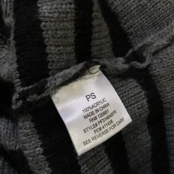 2000s Gothic Emo Punk Whimsygoth Grey black striped sweater dress long sleeve-S Measurement in pics - Image 4