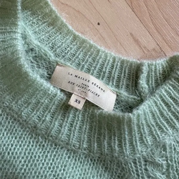 Sezane Alberto Jumper in Pastel Green Size Extra Small Knit - Image 4