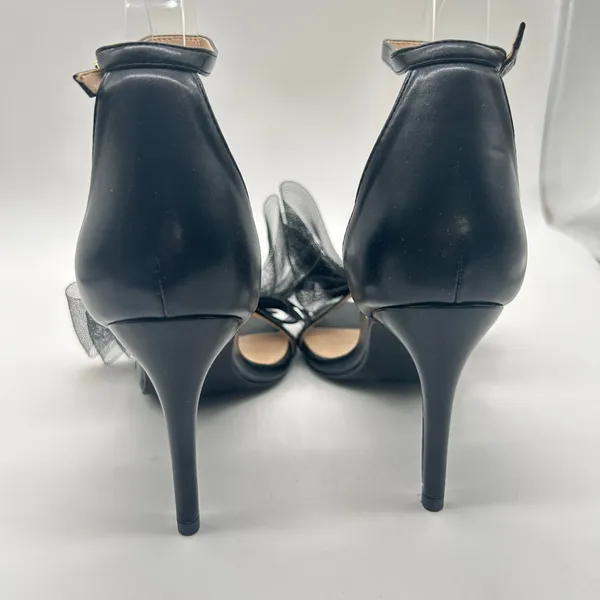 Allegra K Heels Sandals Women 8 Black Mesh Bow Pointed‎ Toe Slip On Dressy New - Image 6