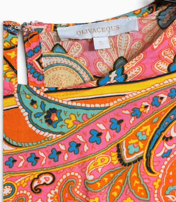 Olivaceous Paisley Tie Waist Mini Dress Size Small - Image 3