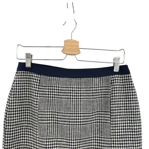 Boden British Tweed Pencil Skirt‎ Houndstooth Plaid Navy Blue Size US 6R - Image 4
