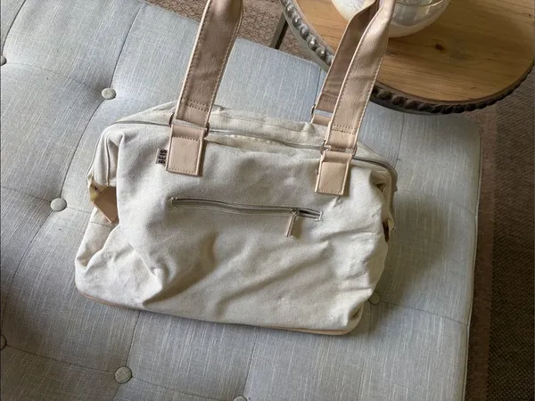 BEIS Beige Canvas Weekender Carry-On Overnight Travel Tote Bag Read Description - Image 2