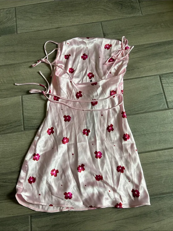 White Fox Boutique Camilla Mini Dress with Red Floral - Image 4