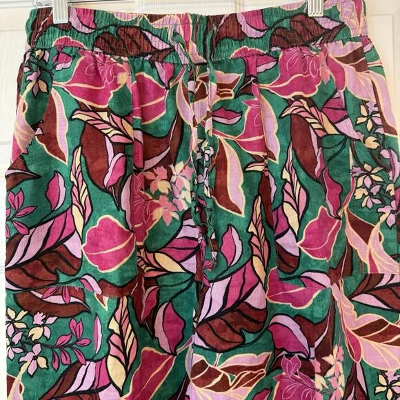 100% Linen Cynthia Rowley Palazzo Pant MED 30x28 Tropical Floral‎ Flowy Loose - Image 3