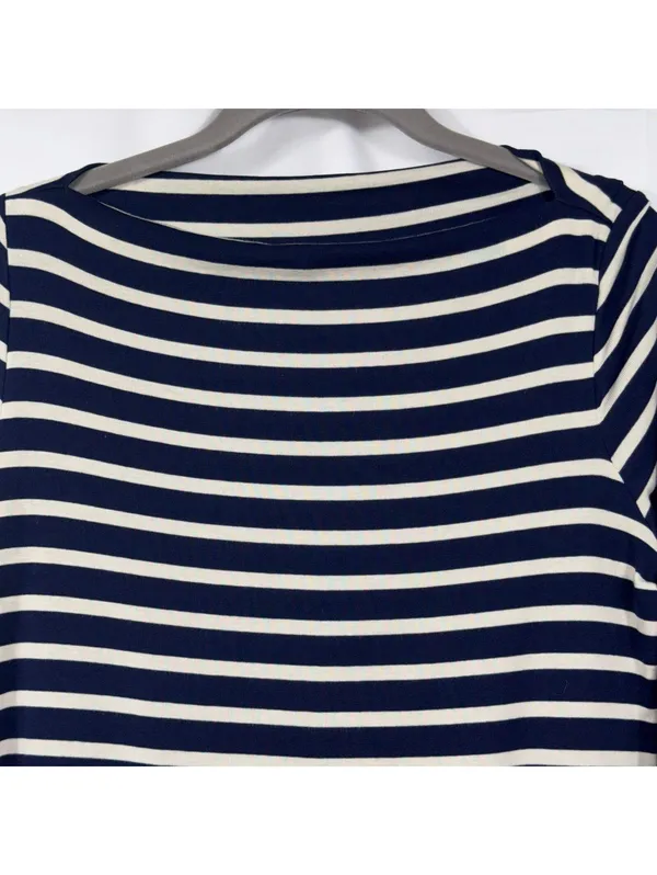 Old Navy Classic Navy & White Striped Boat Neck Top Size Medium - Image 3