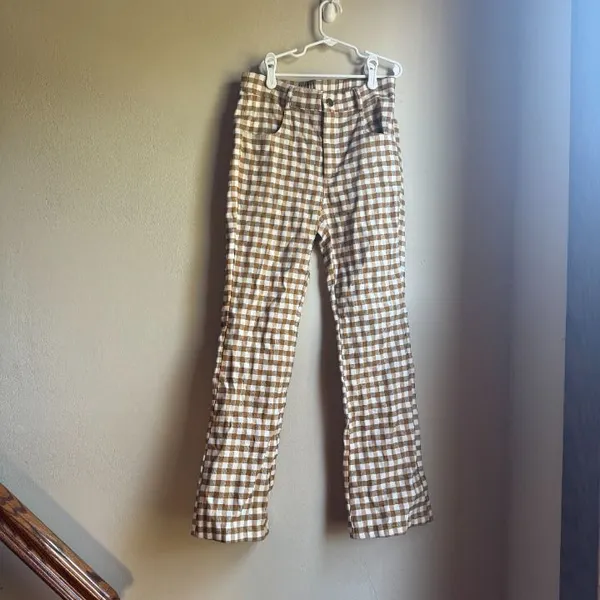 Hayden Button Closure Stretch Checkered Pants - Image 2