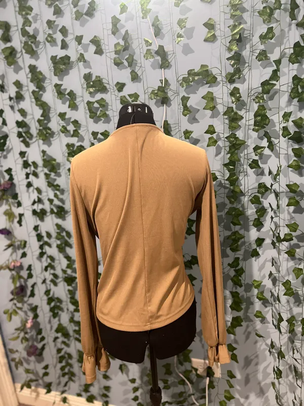 Deep beige tie cardigan Tan Size L - Image 5