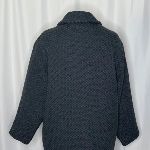 BOYNE VALLEY WEAVERS Wool Ireland Cable Knit Coat Jacket Gray Pockets Large - Image 9