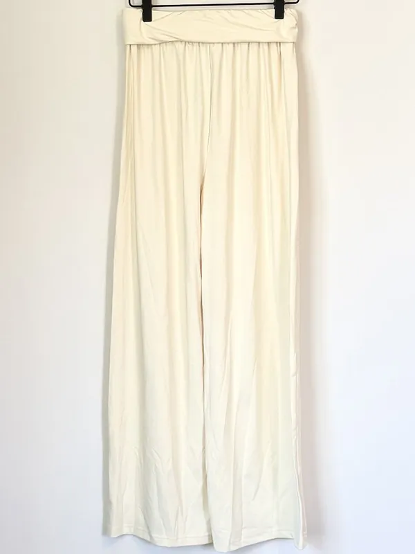 NWT Cupshe Light Yellow Wide Leg Jersey Pants - Size: Small - Image 8