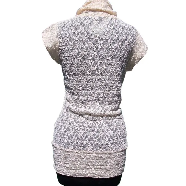 Cache Cream Stretch Lace Pucker Body Hugging Top Tunic New Dress $98 NWT Sz L - Image 5