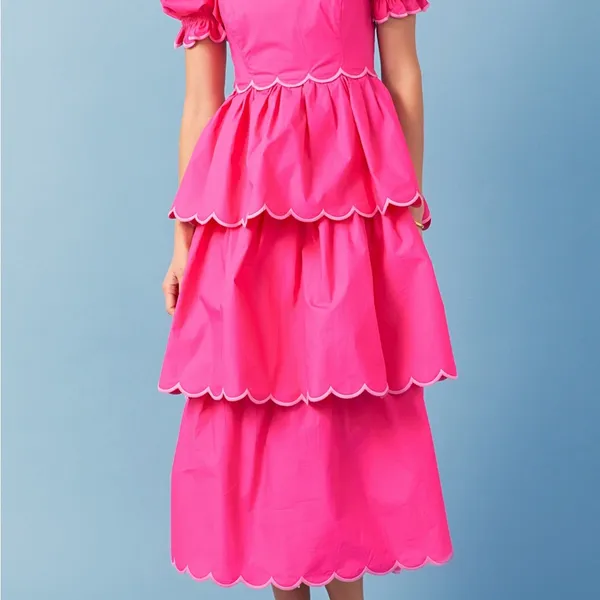 English Factory Fuchsia Tiered Dress - $185 MSRP - Size S - Image 5