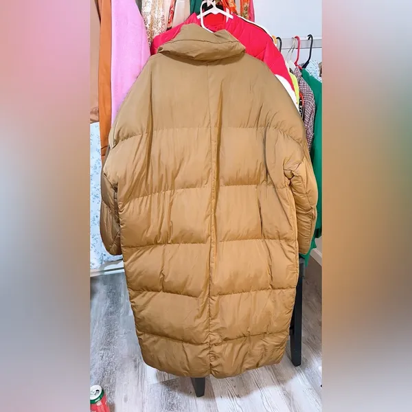 PrettyLitttleThing Chocolate soft nylon oversized padded MAXI COAT - Image 4