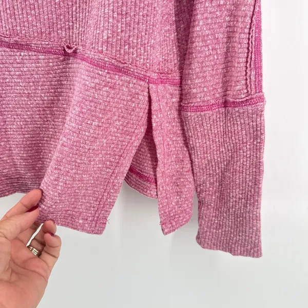 Free People‎ Londontown Thermal Top Raspberry Cowl Neck Long Sleeve Medium - Image 3