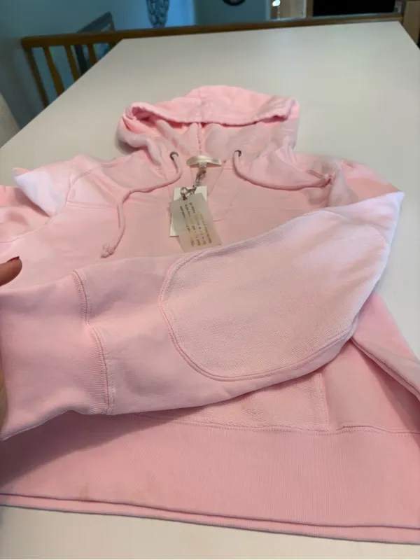 NWT LoveShackFancy Kirby cropped hoodie pink opal size large - Image 4