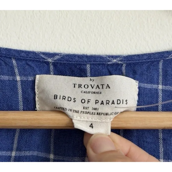 Trovata Birds of Paradise Linen Dress Size 4 Or Small Women’s Midi Beach Summer - Image 3