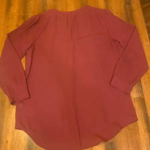 Apt. 9 Women's Blouse Large Burgundy Button Down LongSleeve - Image 8