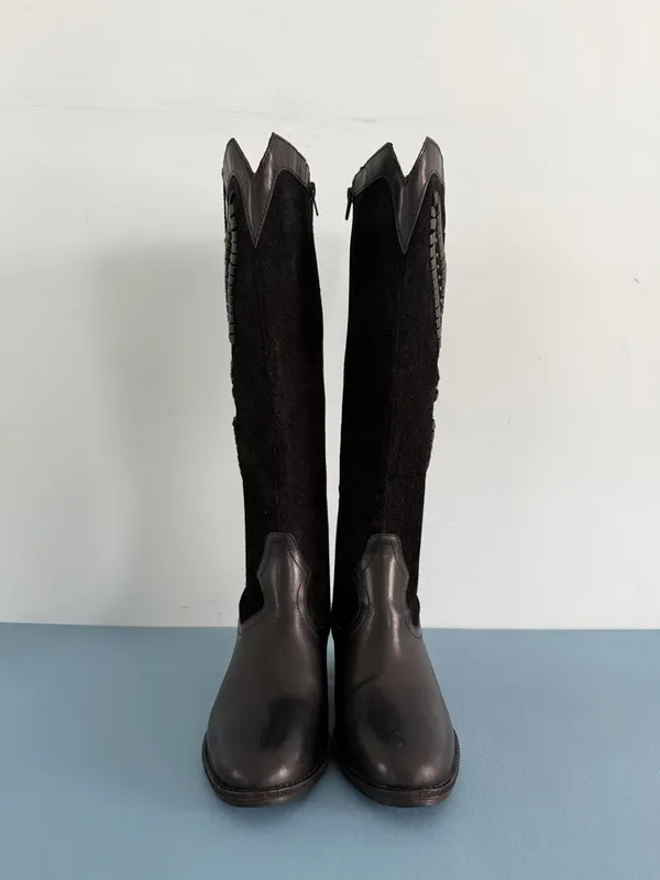 Brioso Sedona Whipstitch Suede Leather Black‎ Riding Western Boots - Image 2