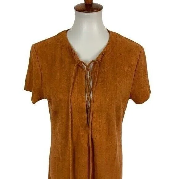 DO+BE‎ Orange Short Sleeve Dress Large Ruffle Sleeve Summer Chic - Image 2