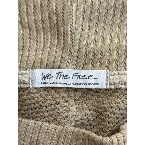 Free People We The Free She’s A Keeper Sweater Women’s L Tan Oversized Boho - Image 6