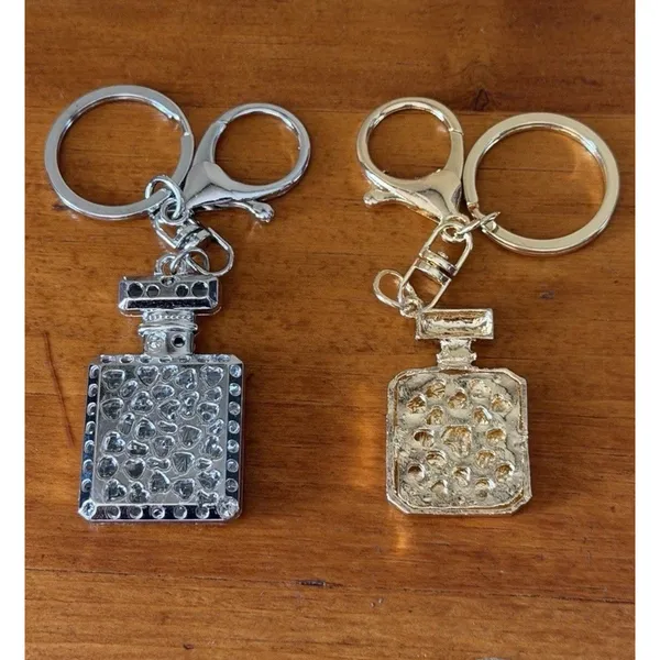 Rhinestone Perfume Bottle Bag Charms Keychain Set N°5 & 5 Glam Bling NWOT - Image 3