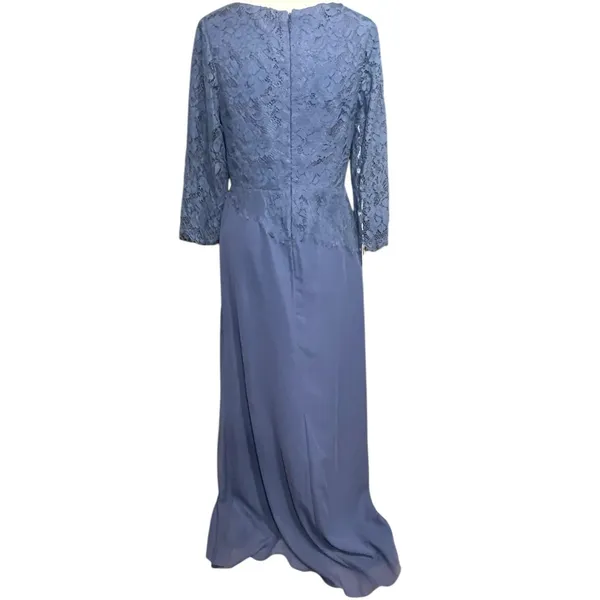 JJs House Evening Dress 8 Stormy Blue 3D Floral Cascading Ruffles Wedding 271457 - Image 7