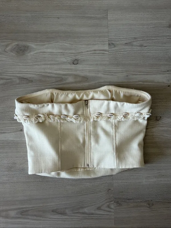 LFT Cream Tube Top with Fringe Pukka Trim - Image 4